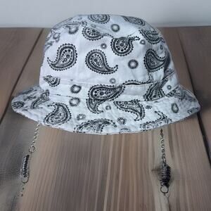 Cursed Bucket Hat White & Black Paisley One Size 100% Cotton